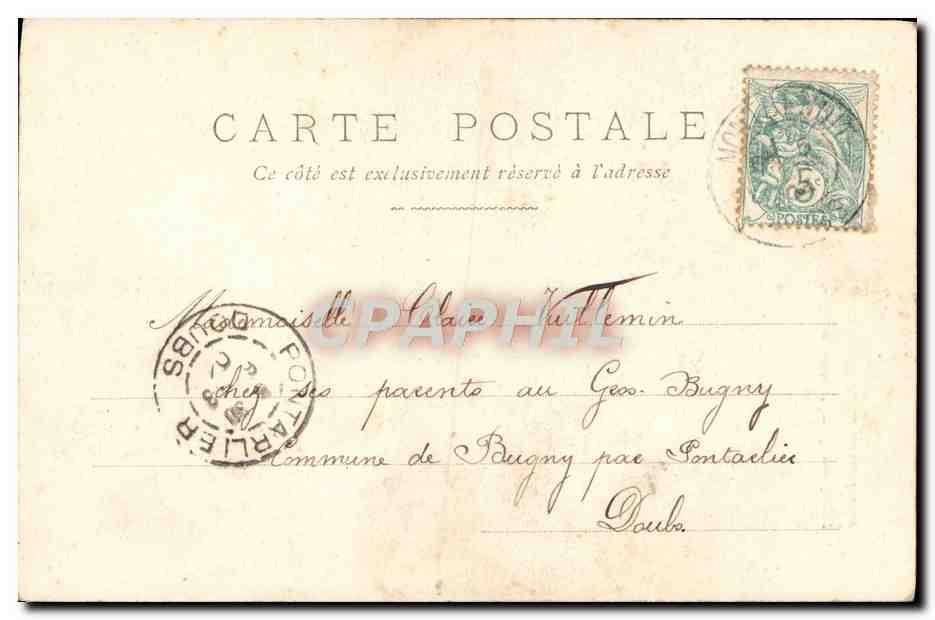 Couple en intérieur — texte amoureux — V. Pa. (éditeur ?) — Verso