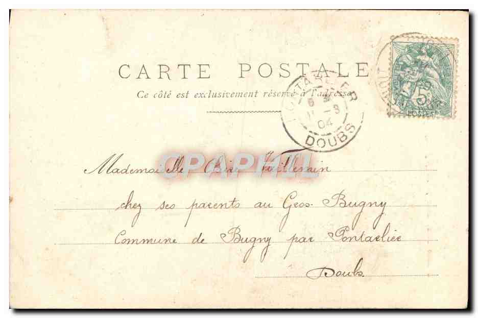CPA Fantaisie Femme A l'hotel des Roches Noires — Verso