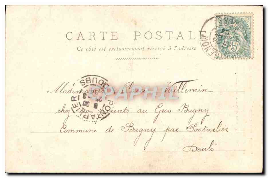 CPA Fantaisie Femme A l'hotel des Roches Noires — Verso