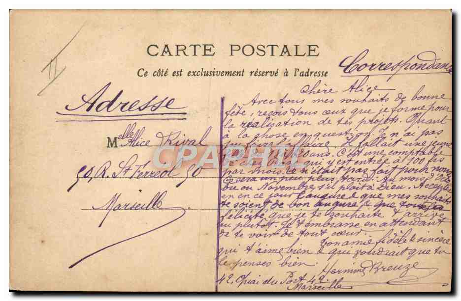 CPA Fantaisie Prenom Alice  — Rückseite