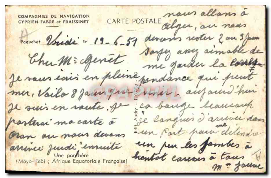 Un chasseur avec une panthère — Éditeur Pierre Icmac, n° de série non visible — Verso