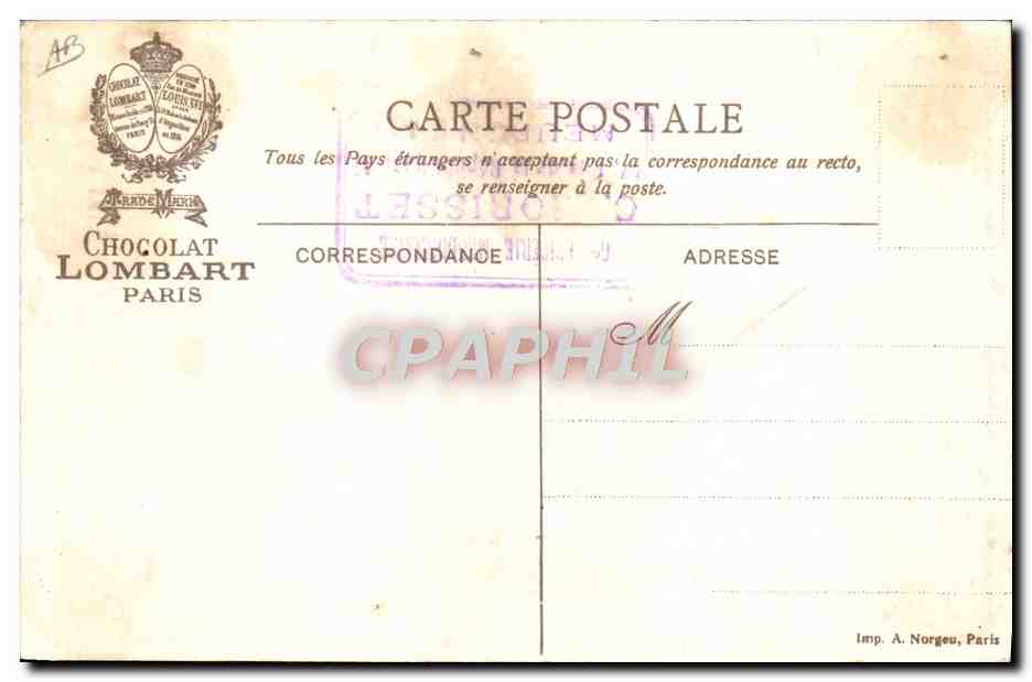 CPA Felin Le Tigre Chocolat Lombart — Rückseite