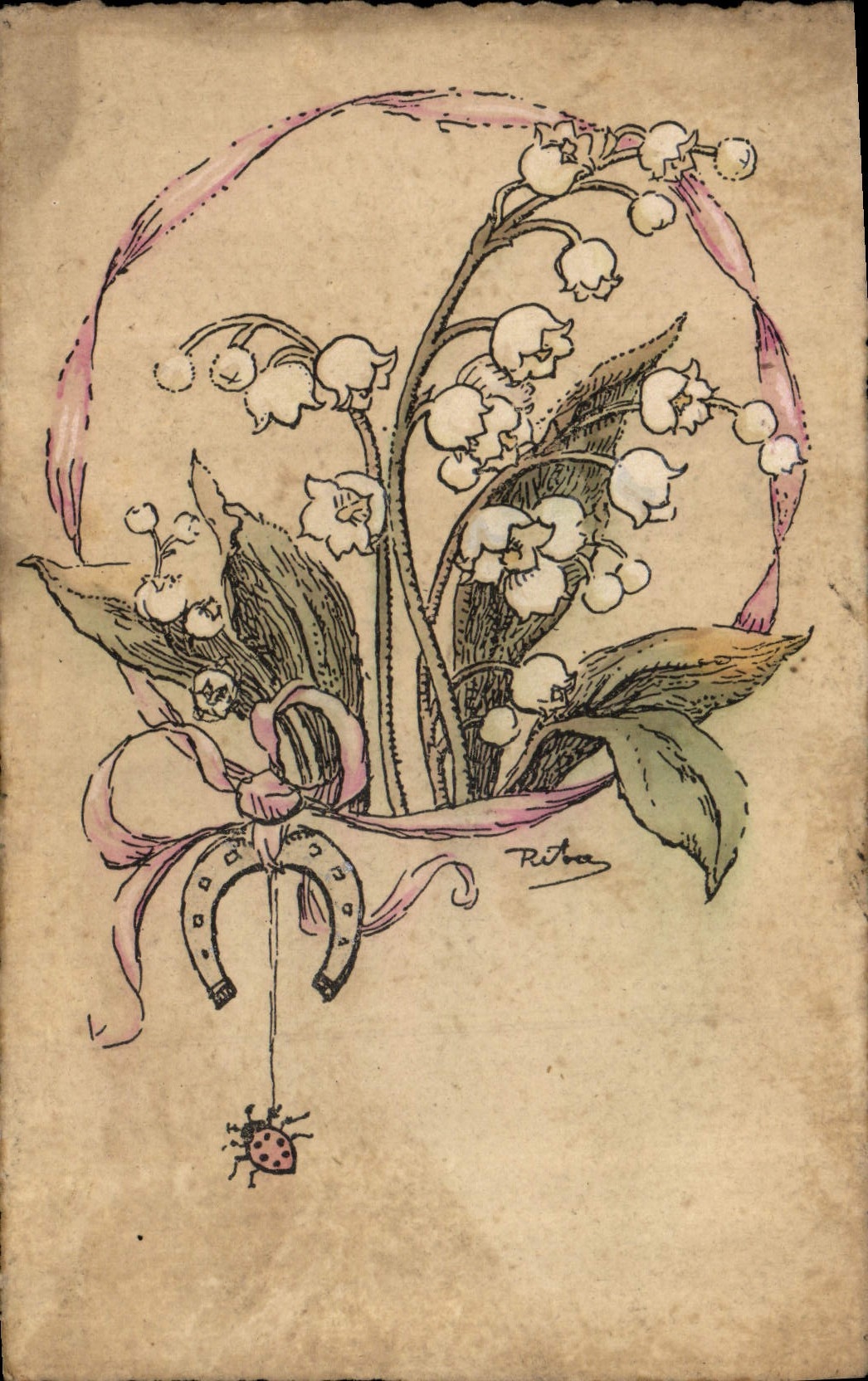 CPA Illustrateur Muguet Fer a cheval