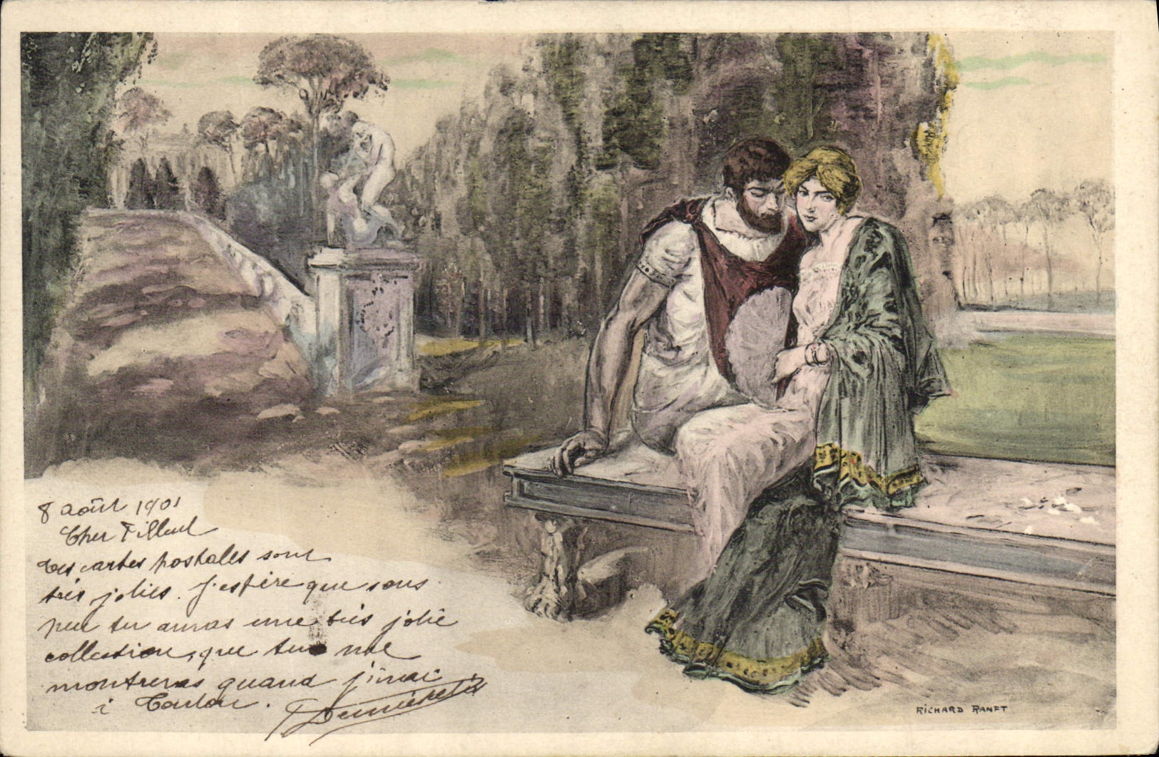 CPA Illustrateur Couple Femme