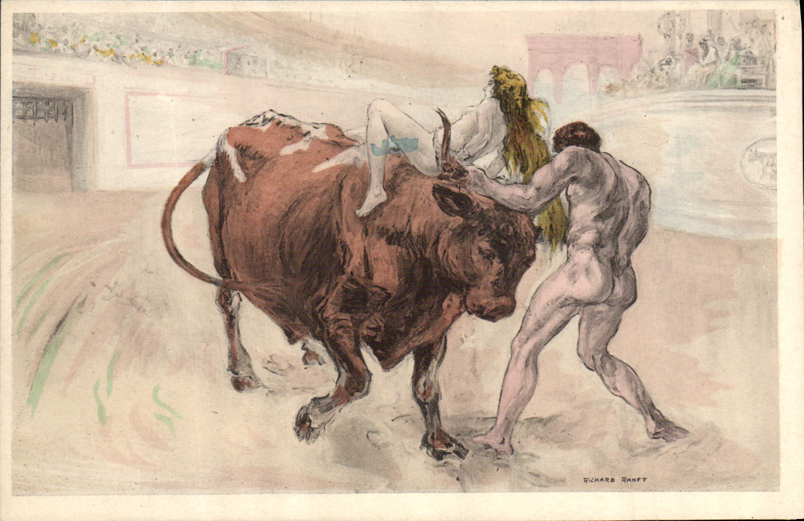 Bataille de taureau — scène de corrida — Richard Ranft