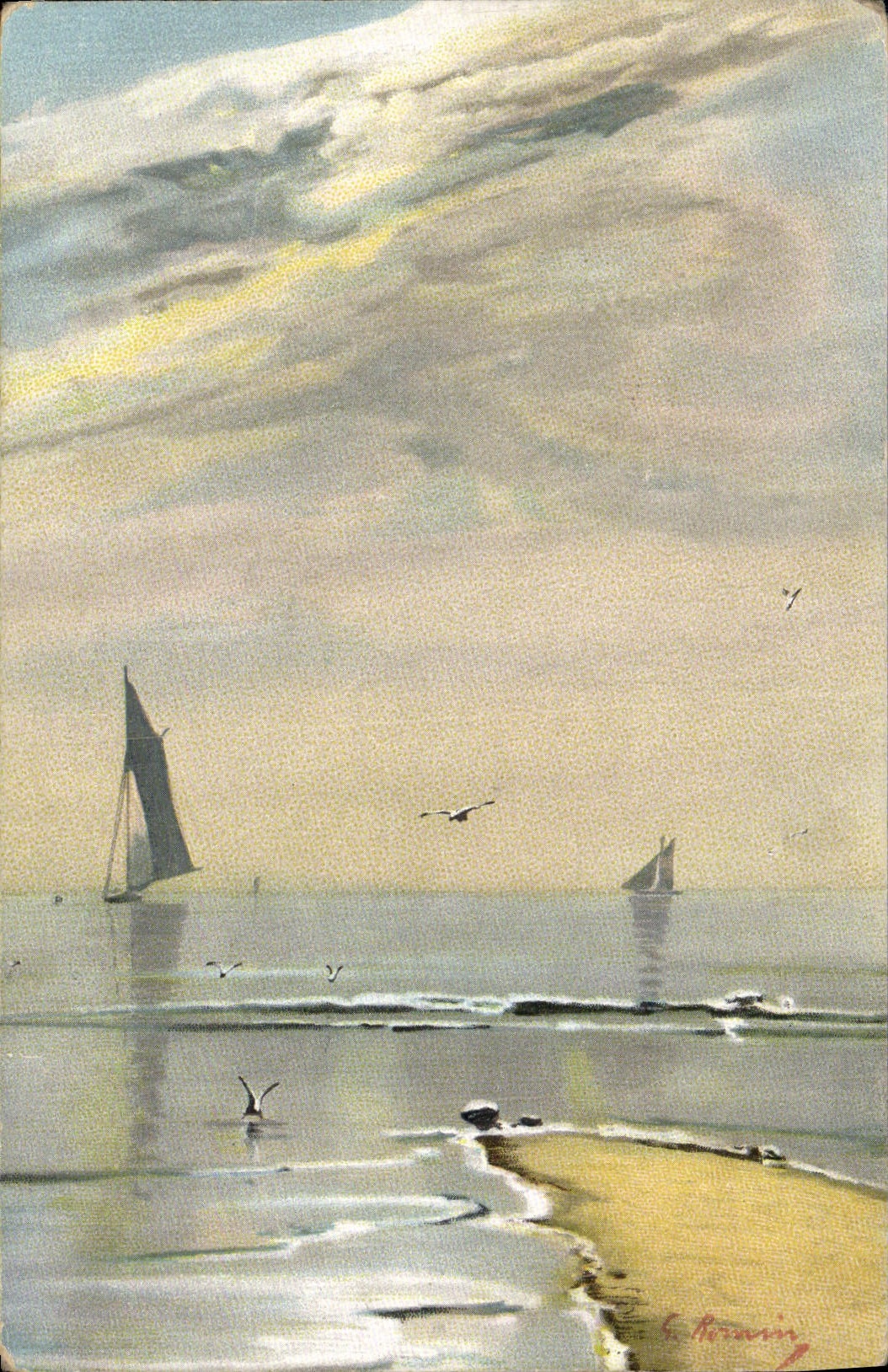 CPA Illustrateur Bateau