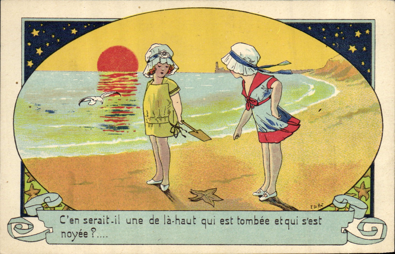 CPA Illustrateur Enfants a la plage 
