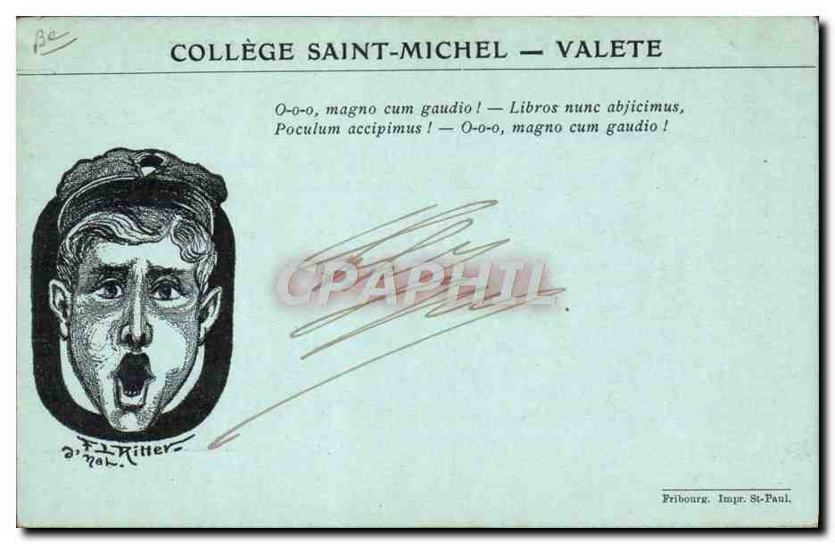 CPA Illustrateur College Saint Michel Valete Ritter  — Verso