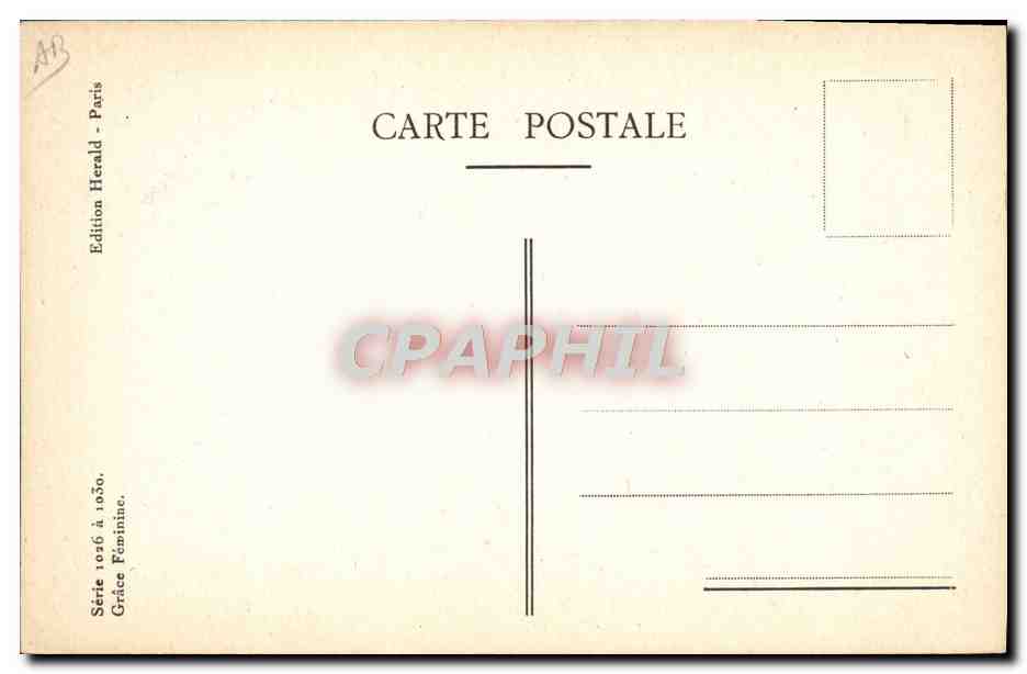 Femme en chapeau noir et fourrure — Série 1926 à 1930, Grâce Féminine — Édition Herald, Paris — Verso