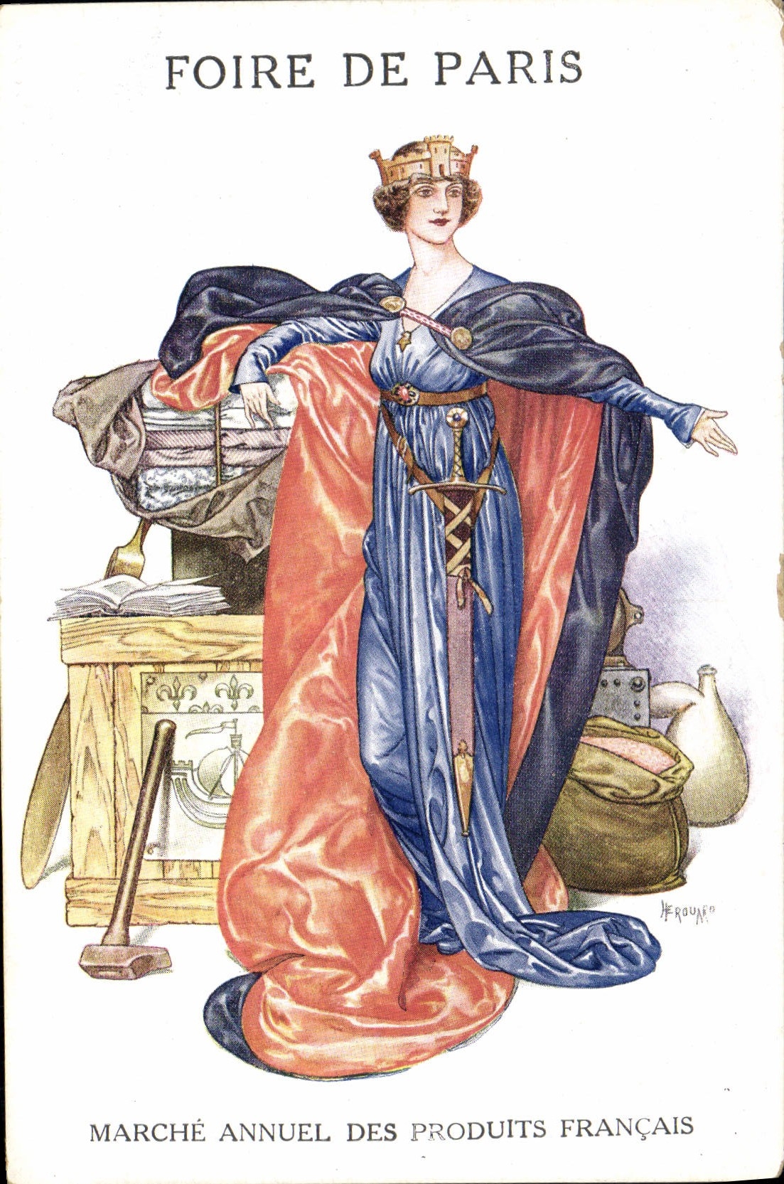 CPA Illustrateur Herouard Foire de Paris Marche annuel des Produits Francais