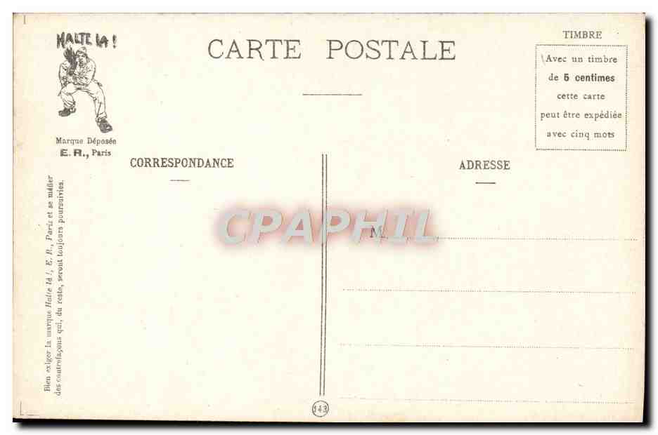 Les sept péchés capitaux du soldat — L'Orgueil — E.R. Paris, Modèle déposé N° 638 — Reverso