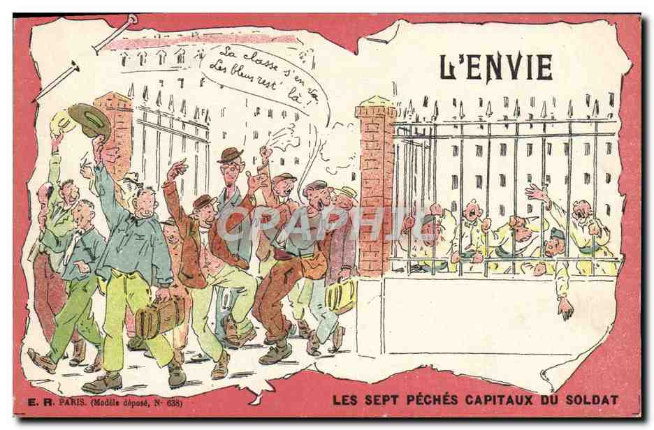 L'ENVIE — Les sept péchés capitaux du soldat — E.R. Paris, Modèle déposé, N° 638