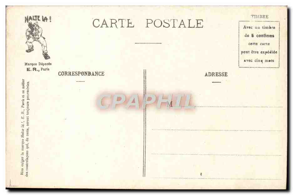 L'AVARICE — Les sept péchés capitaux du soldat — E.R. Paris, Modèle déposé, N° 638 — Verso