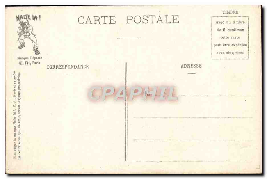La Paresse — Les Sept Péchés Capitaux du Soldat — E.R. Paris, N° 638 — Verso