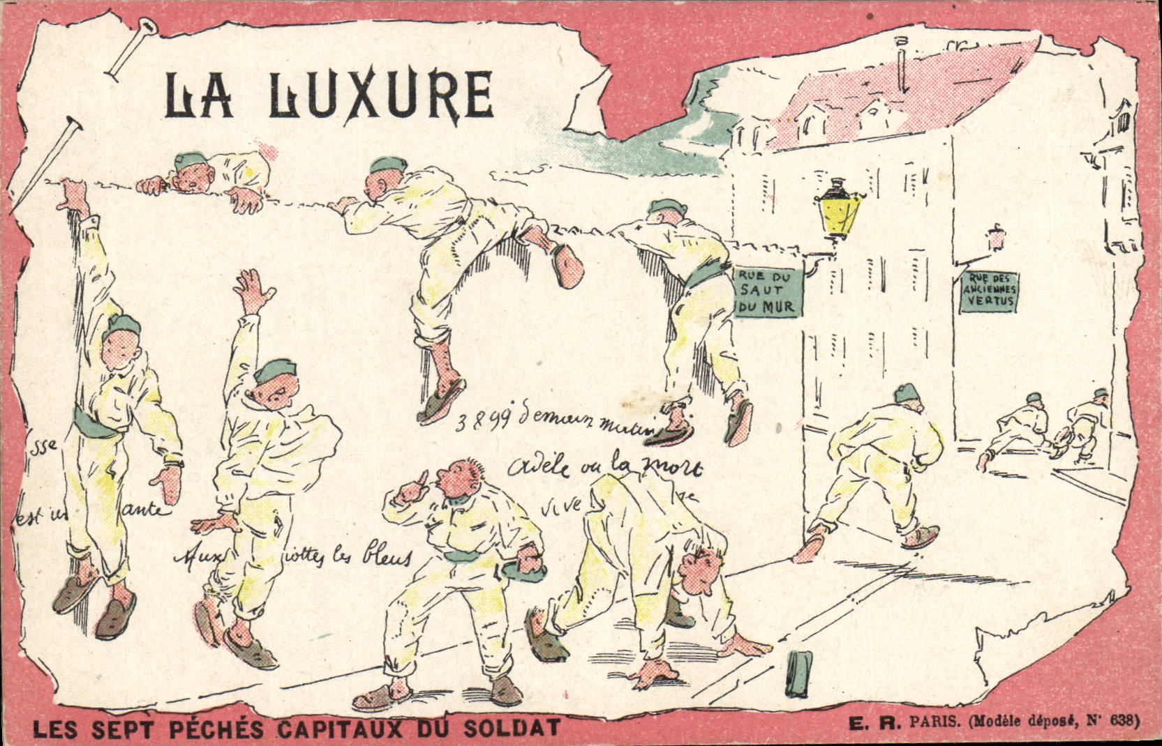 Les sept péchés capitaux du soldat — La luxure — E.R. Paris, Modèle déposé N° 638