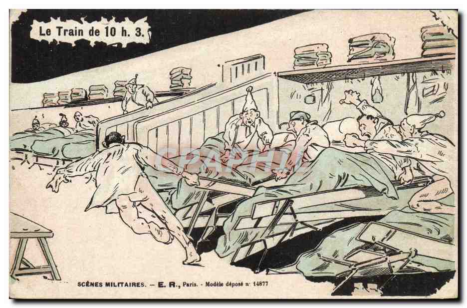 Scènes militaires — Le Train de 10 h. 3. — E.R., Paris, Modèle déposé n° 14877