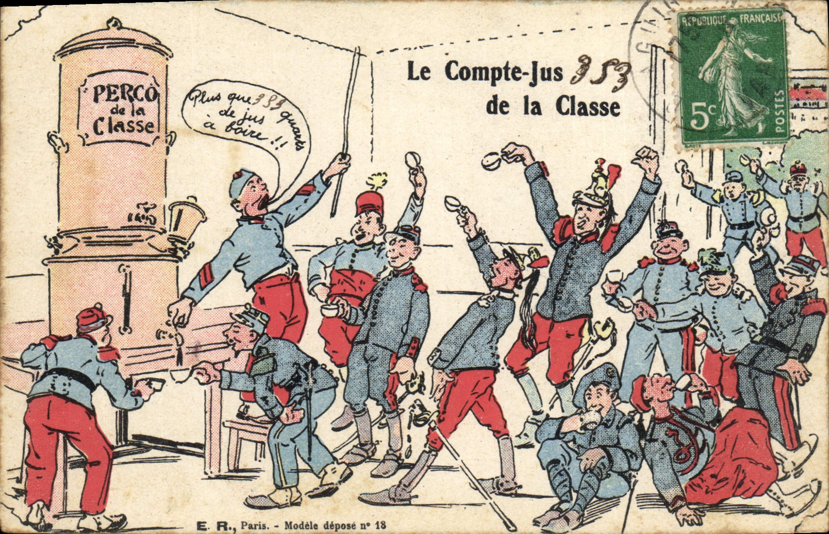 CPA Militaria Le compte jus de la classe