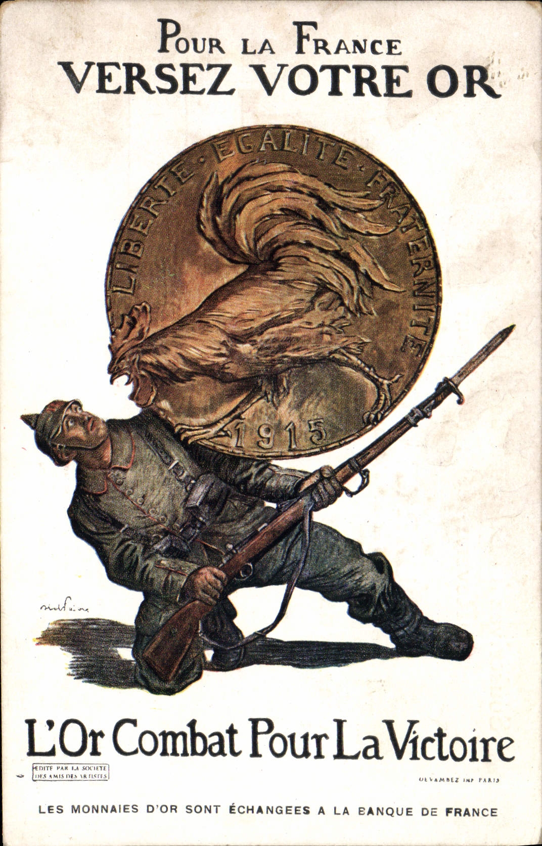 CPA Militaria Coq L'or combat pour la victoire