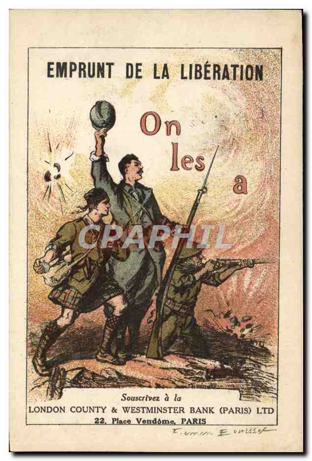 CPA Militaria Emprunt de la Liberation London County & Westminster Bank Paris 