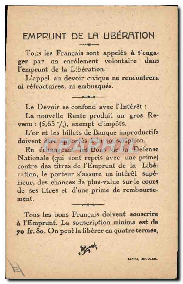 CPA Militaria Emprunt de la liberation Vainqueurs de la Marne General Maunoury Maintenon  — Verso