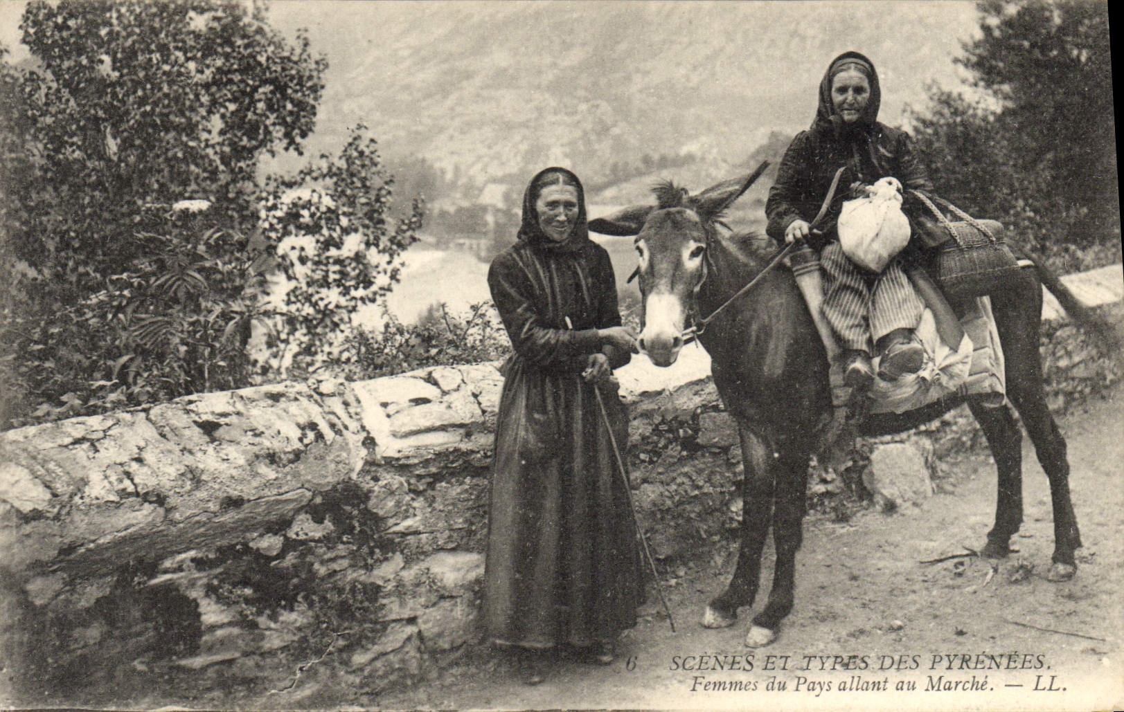 CPA Folklore Pyrenees Femmes du pays allant au marche 