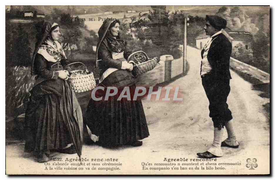CPA Folklore Pyrenees Une agreable rencontre