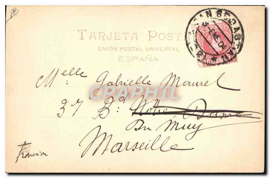 S.M. Dª MARÍA CRISTINA — Portrait — Hauser y Menes, Madrid, n° 410 — Reverso