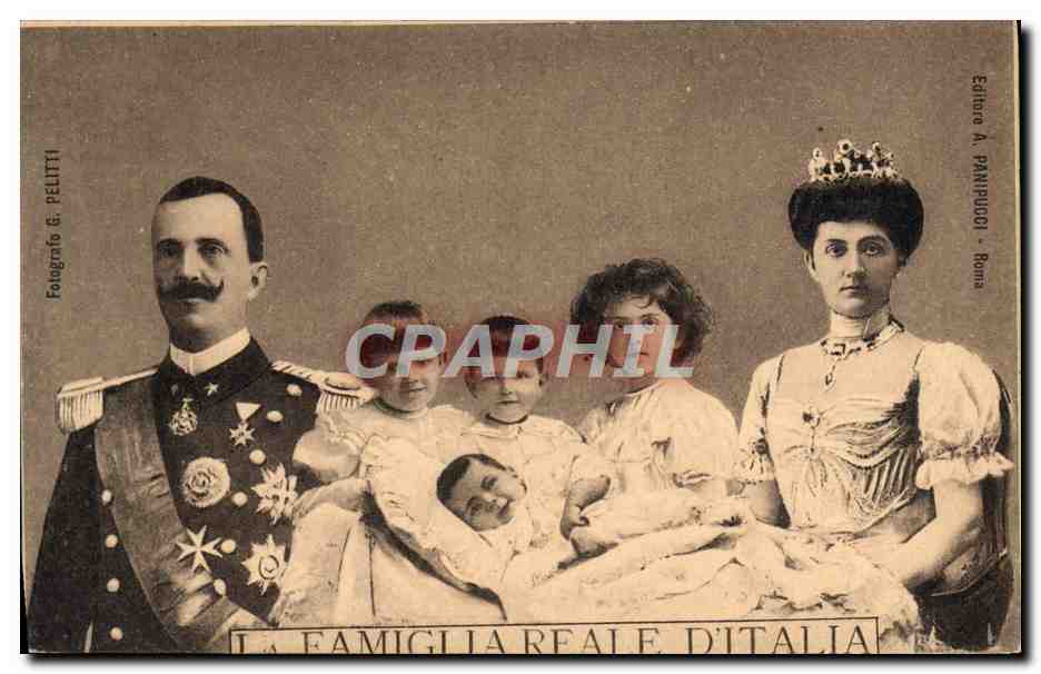 La Famiglia Reale d'Italia — Photographie de la famille royale italienne — Éditeur A. Pampugli — Roma