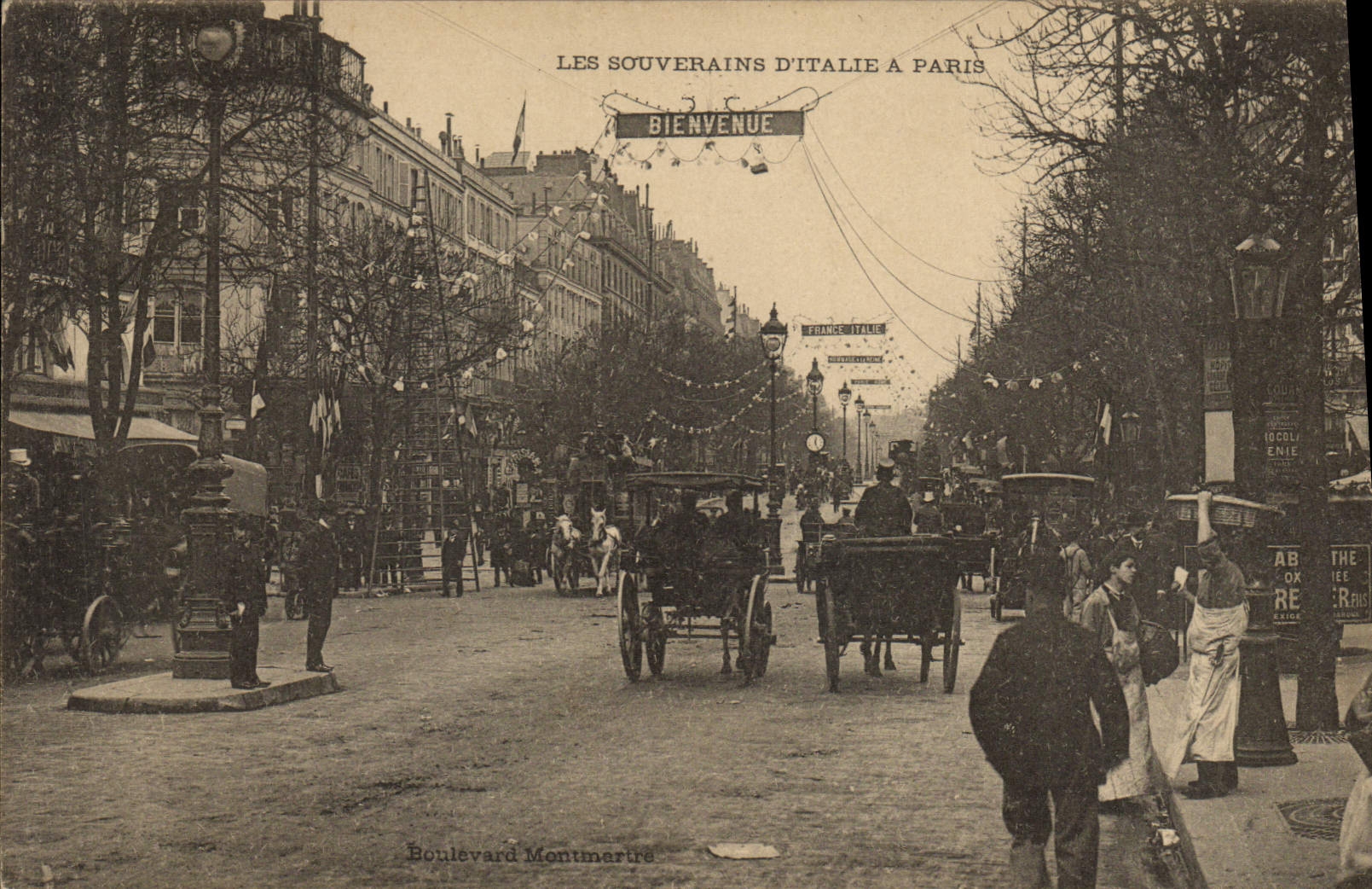 Les Souverains d'Italie à Paris — Boulevard Montmartre — Éditeur non identifié