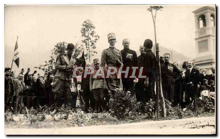 Cérémonie militaire — plantation d'un arbre — éditeur U. Monti, Pinerolo - Recto