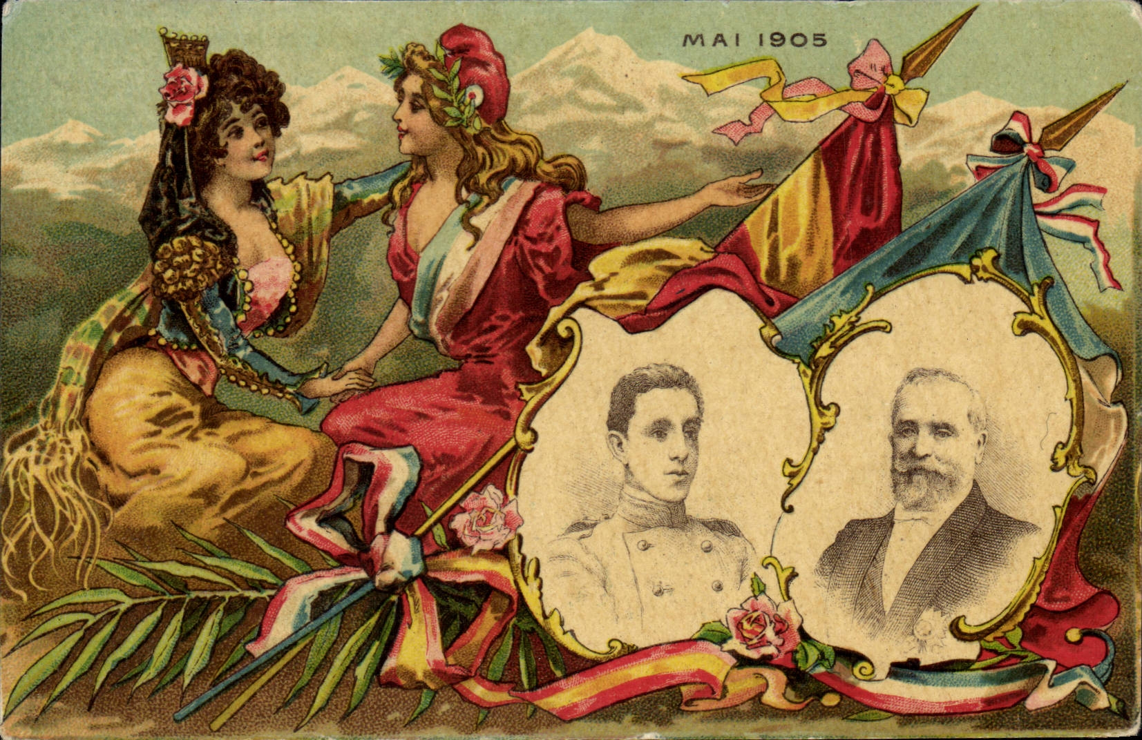 Fête de mai 1905 — deux personnages en portrait — éditeur non identifié
