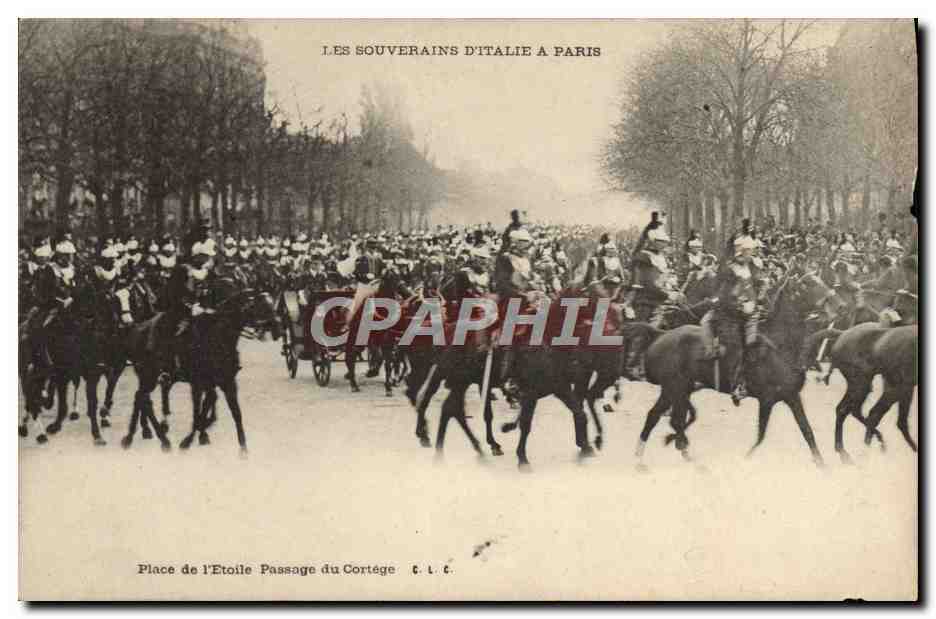 Les Souverains d'Italie à Paris — Passage du Cortège — Éditeur C. L. C.