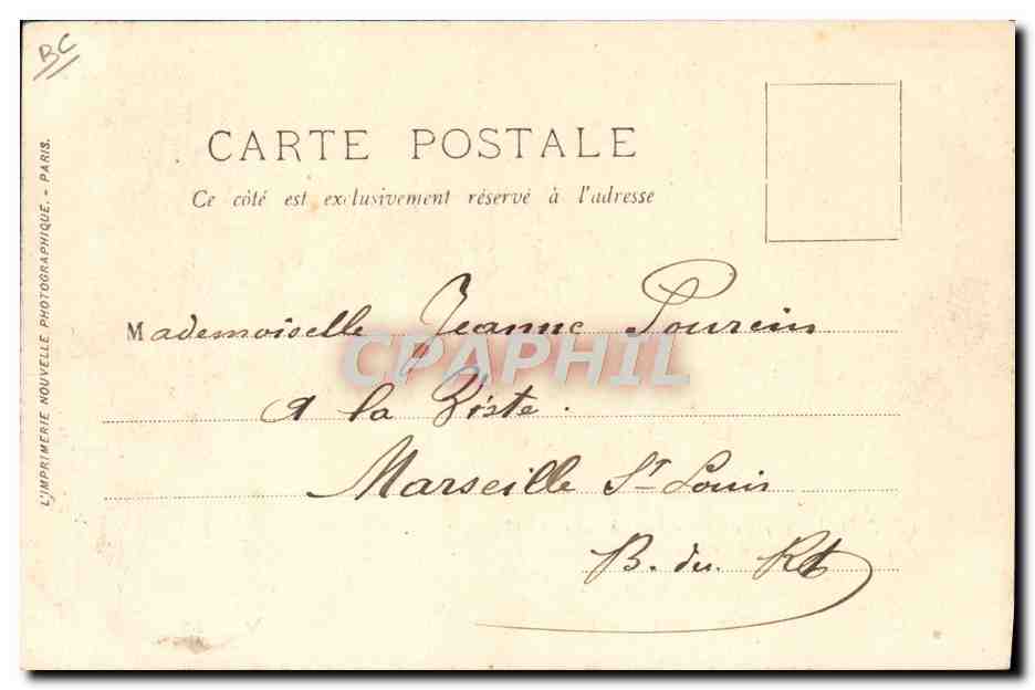 L'Escorte du Président de la République — LL. MM. le Roi et la Reine d'Italie à Paris (14-18 Oct. 1903) — LL. 5 — L'Imprimerie Nouvelle Photographique, Paris — Verso