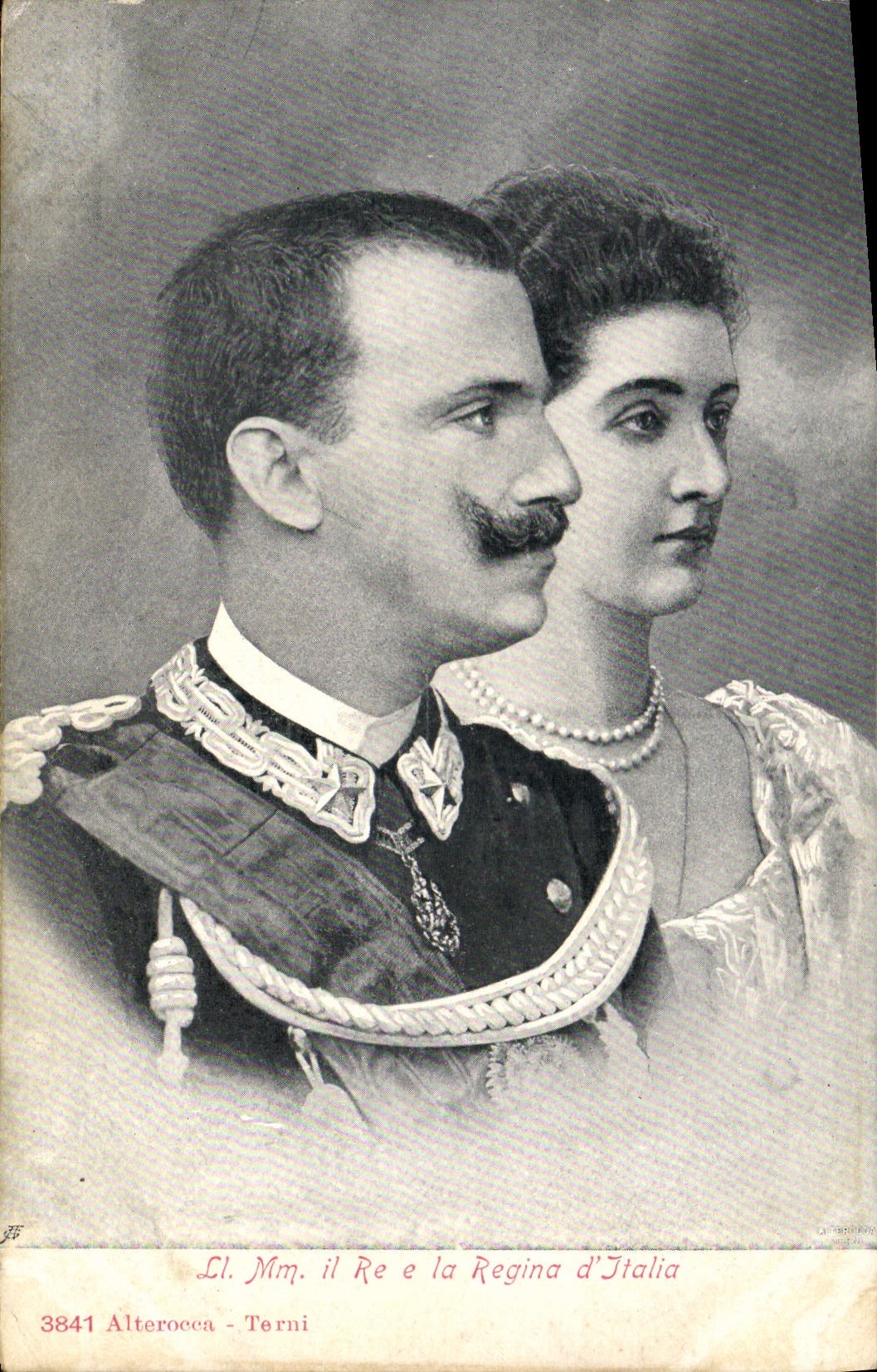 Le Roi et la Reine d'Italie — portrait officiel — Alterocca - Terni, n° 3841