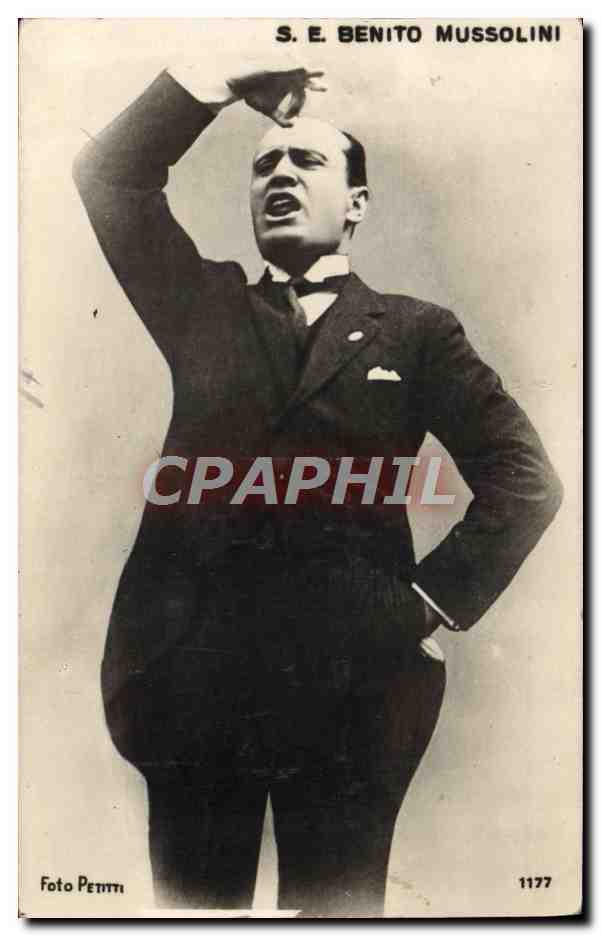 S.E. Benito Mussolini — Portrait in Kleidung — Foto Petitti, n° 1177