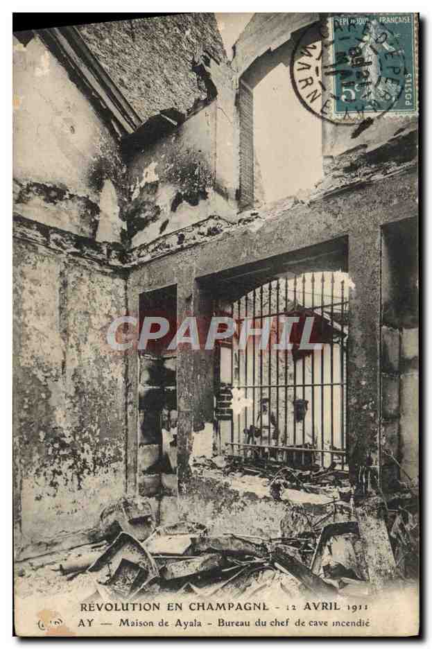 AY — Haus Ayala — Büro des Kellermeisters in Brand — Revolution in der Champagne — 12. April 1911