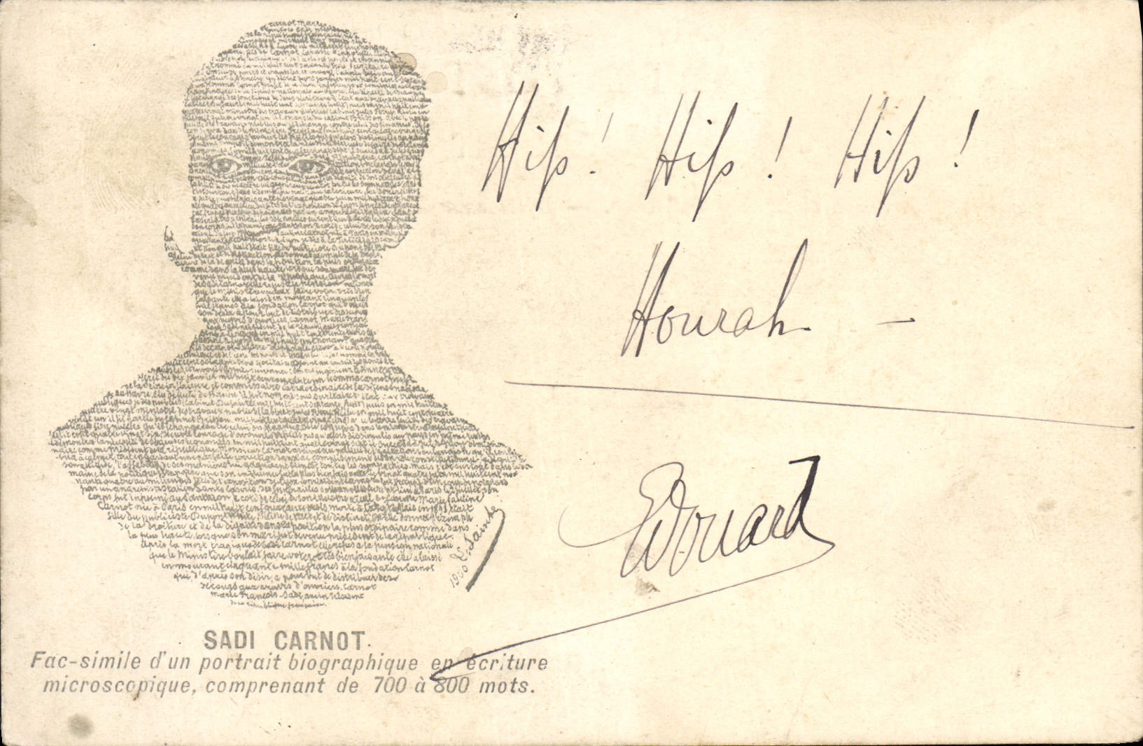 Porträt von Sadi Carnot — mikroskopisches Faksimile — Verlag nicht sichtbar