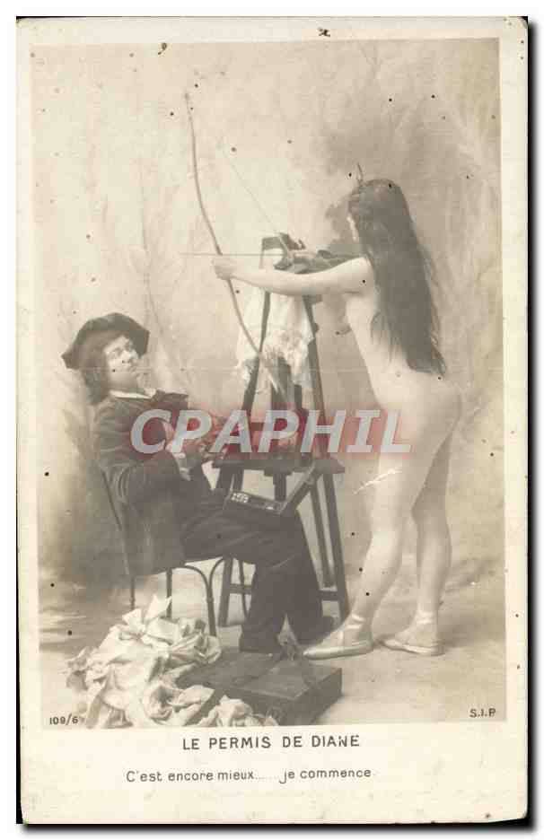 CPA Femme Tir a l'arc le permis de Diane 
