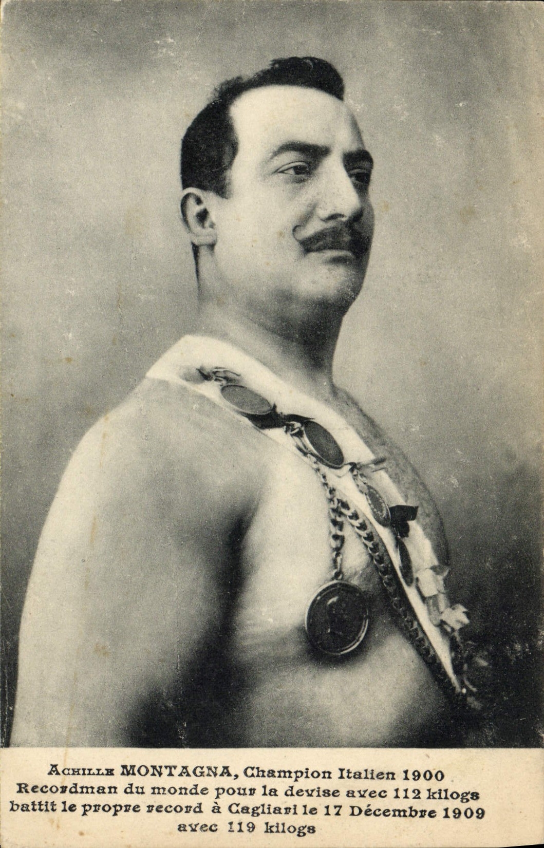 Achille Montagna — Champion Italien 1900, recordman du monde de la dévise — texte imprimé et manuscrit