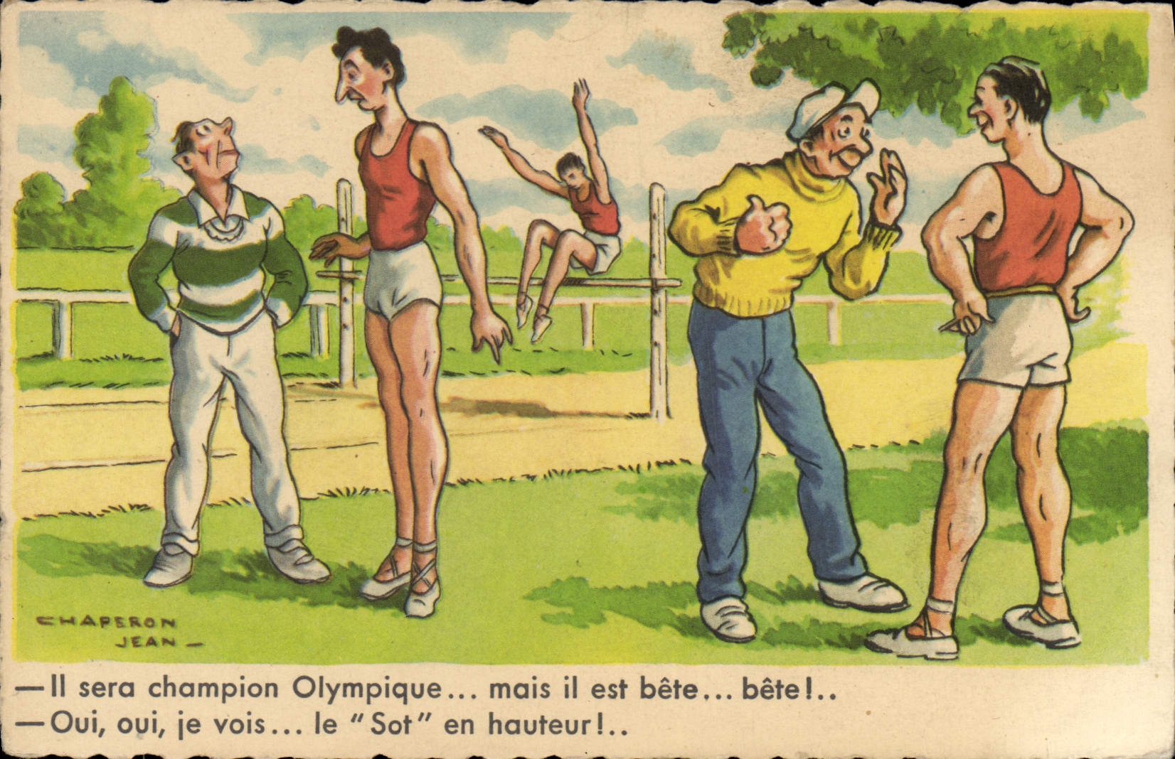 Saut en hauteur — humour sportif — Chaperon Jean