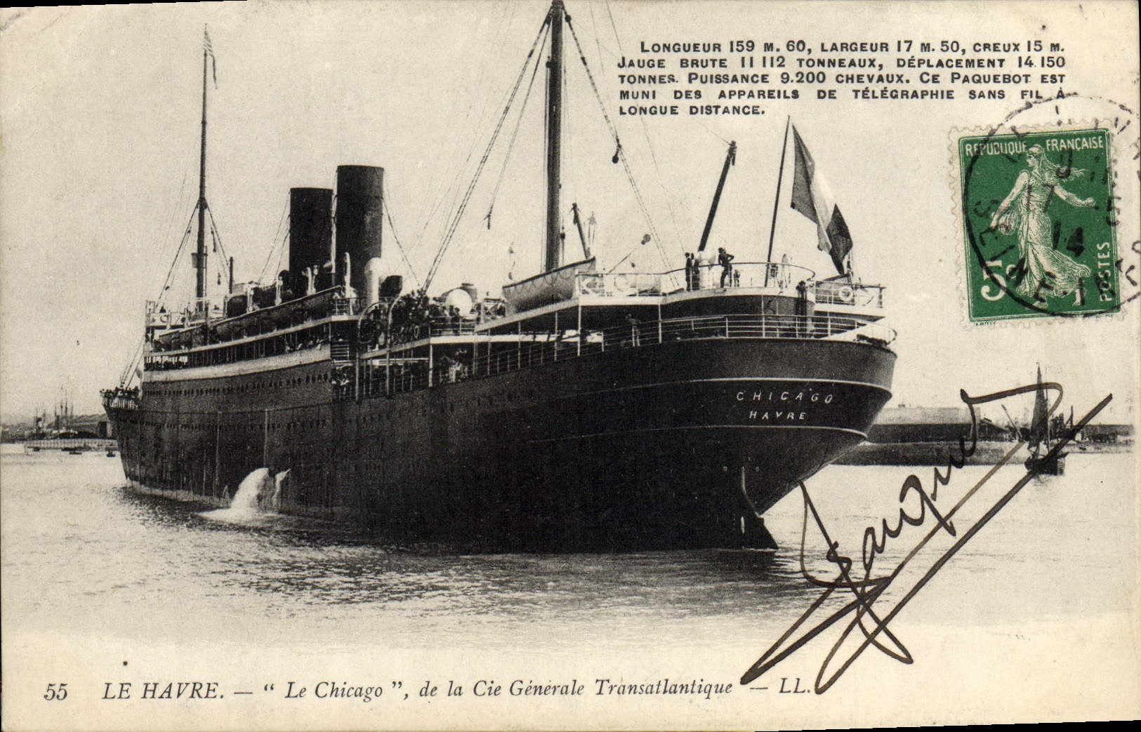 Le Havre — Le Chicago, paquebot de la Cie Générale Transatlantique — n°55