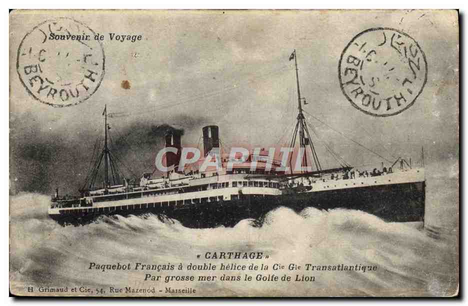 CPA Bateau Carthage Paquebot francais a double helice de la Cie Gle Transatlantique Golfe du Lion