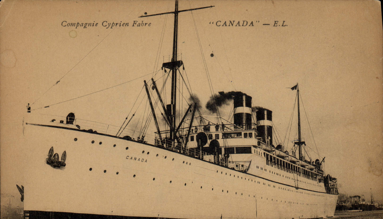 Le paquebot "CANADA" — Compagnie Cyprien Fabre — E.L.