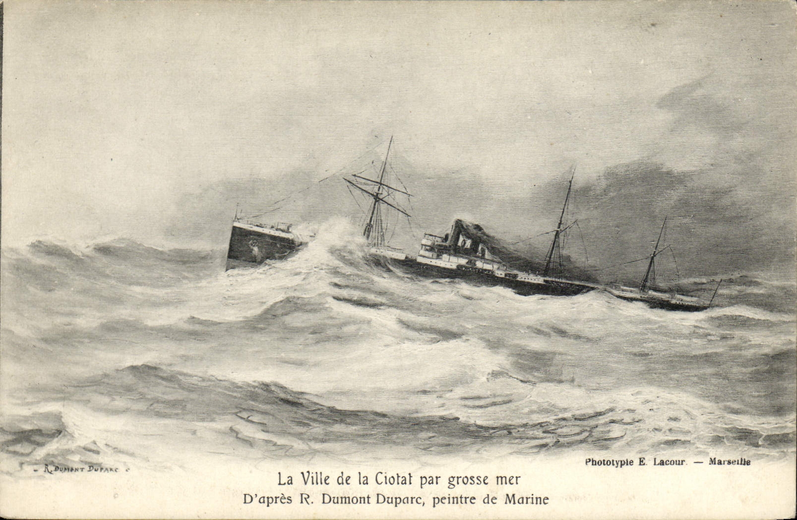 CPA Bateau La Ville de la Ciotat par grosse mer 