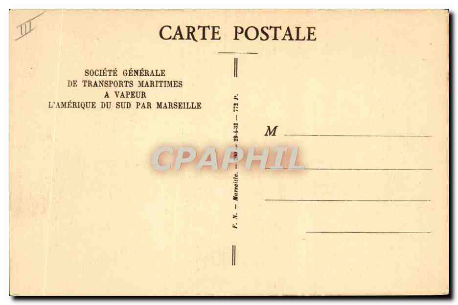 Paquebot "CAMPANA" — S.G.T.M. — Société Générale de Transports Maritimes — Verso