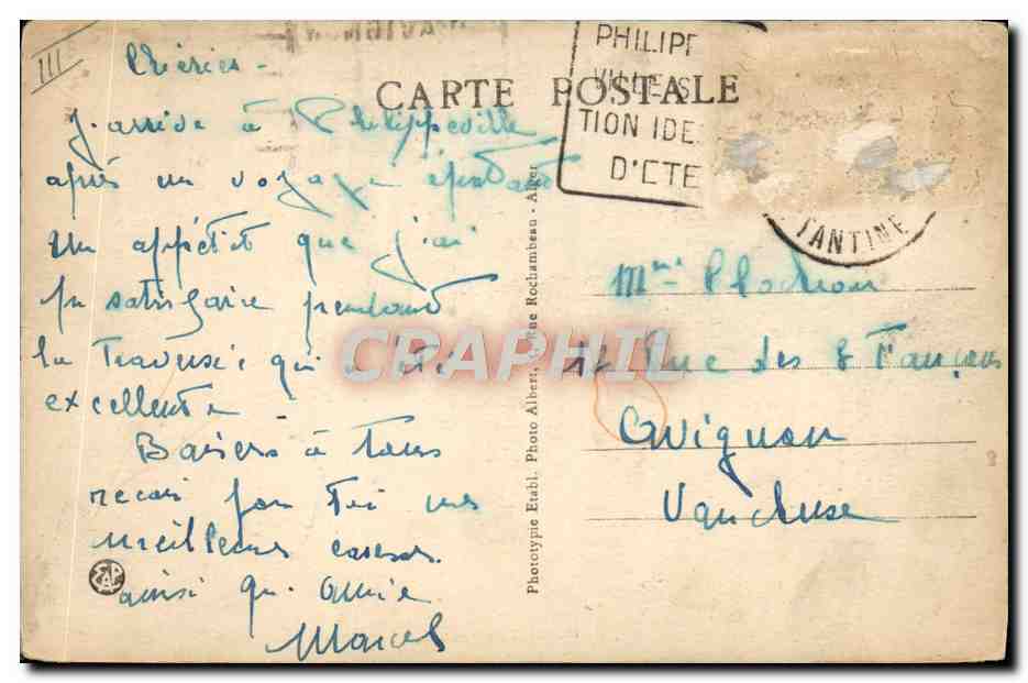 Philippeville — Le « Charles Roux », courrier de Marseille — Photo Rochumbeau, éditeur inconnu — Reverso