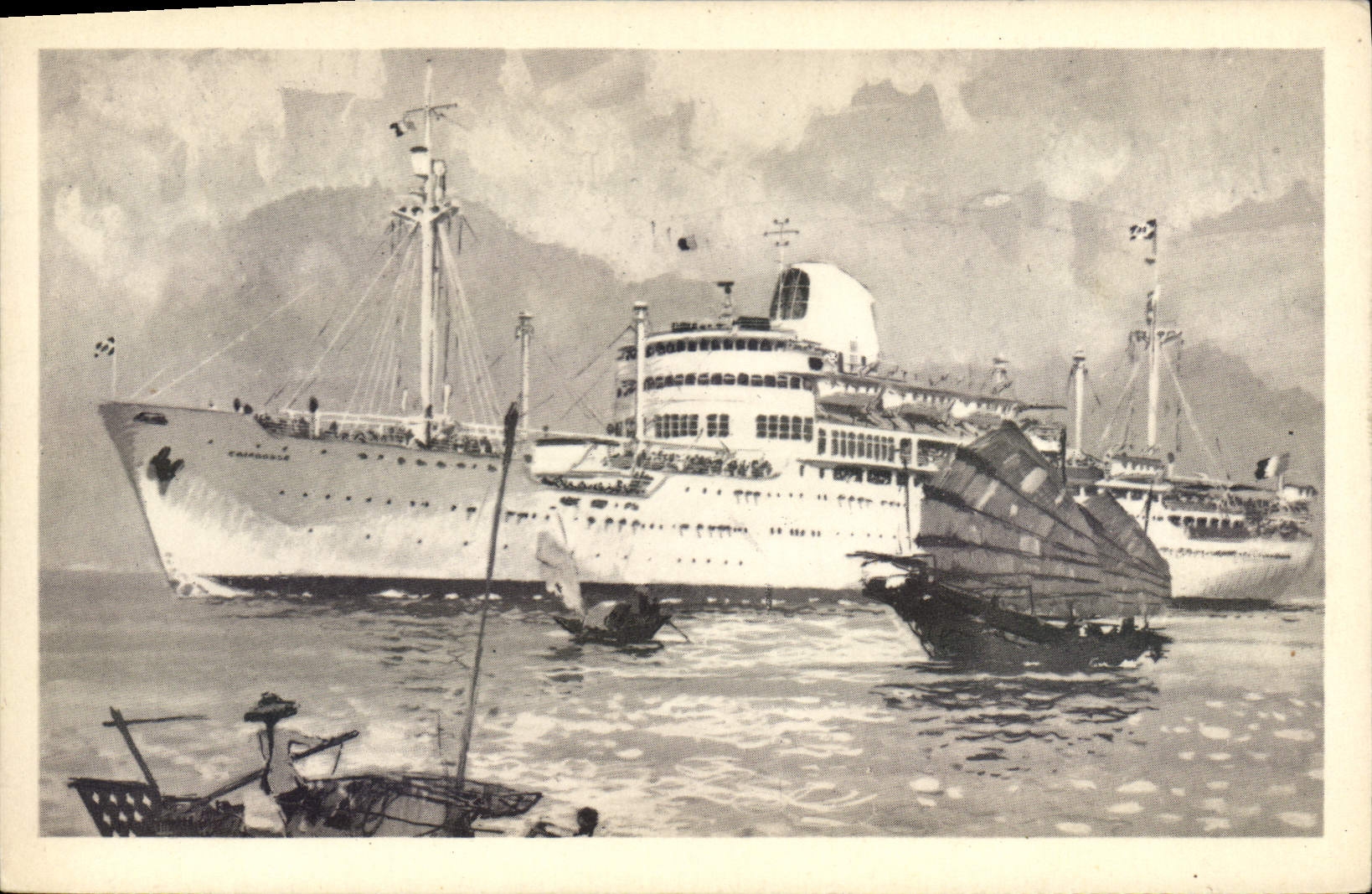 Cruises en mer — trois navires de la Compagnie des Messageries Maritimes — éditeur Alépée et Cie, Paris