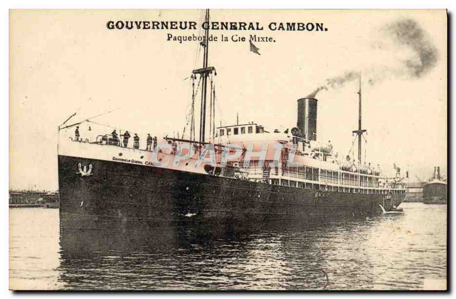 Steamer Gouverneur Général Cambon — Paquebot de la Cie Mixte — Éditeur non visible