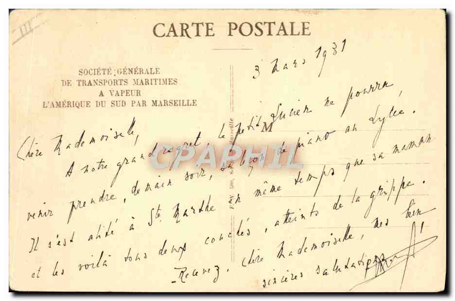 CPA Bateau SGTM Paquebot Campana — Verso
