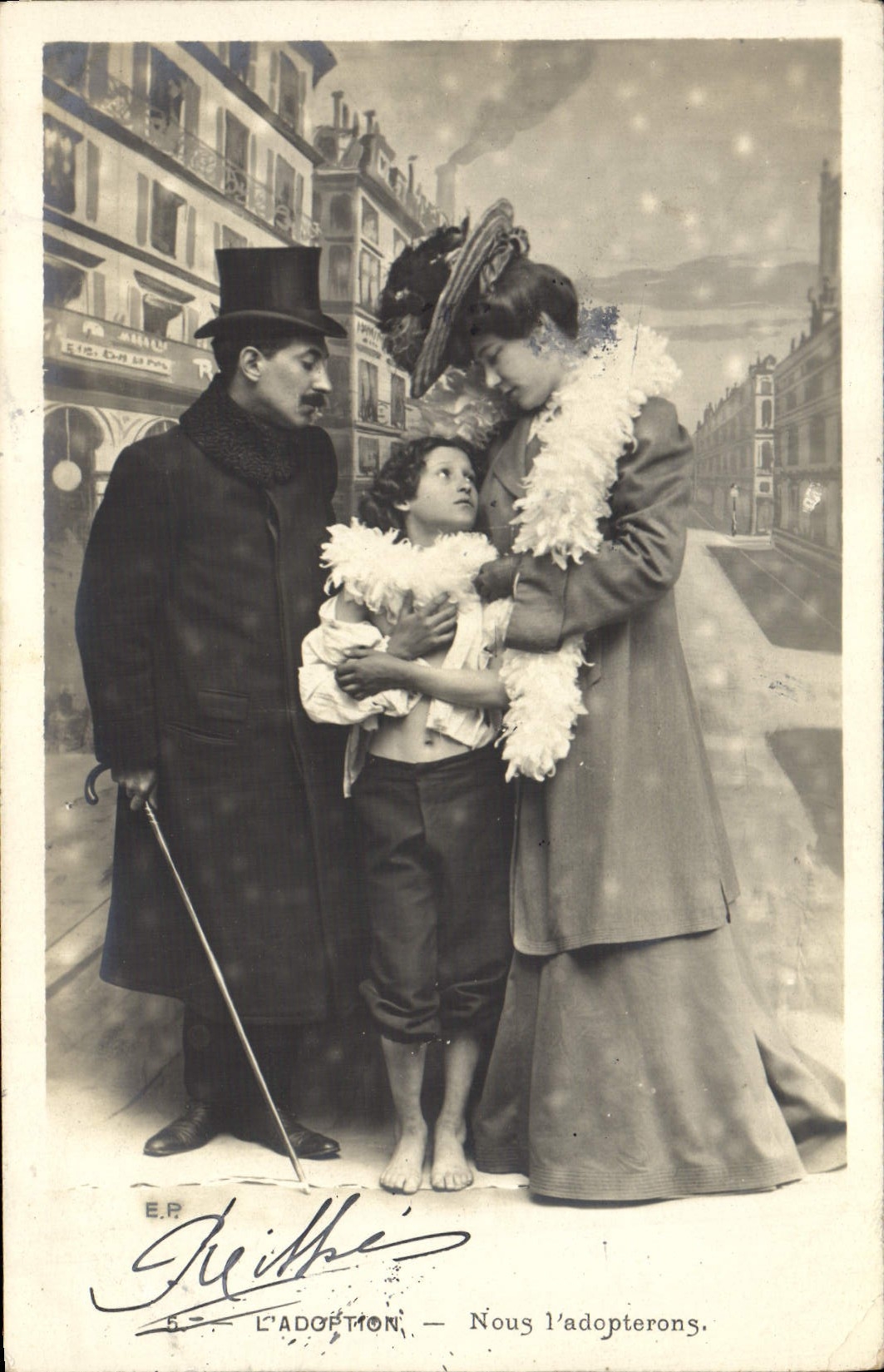 CPA Fantaisie L'adoption Enfant 